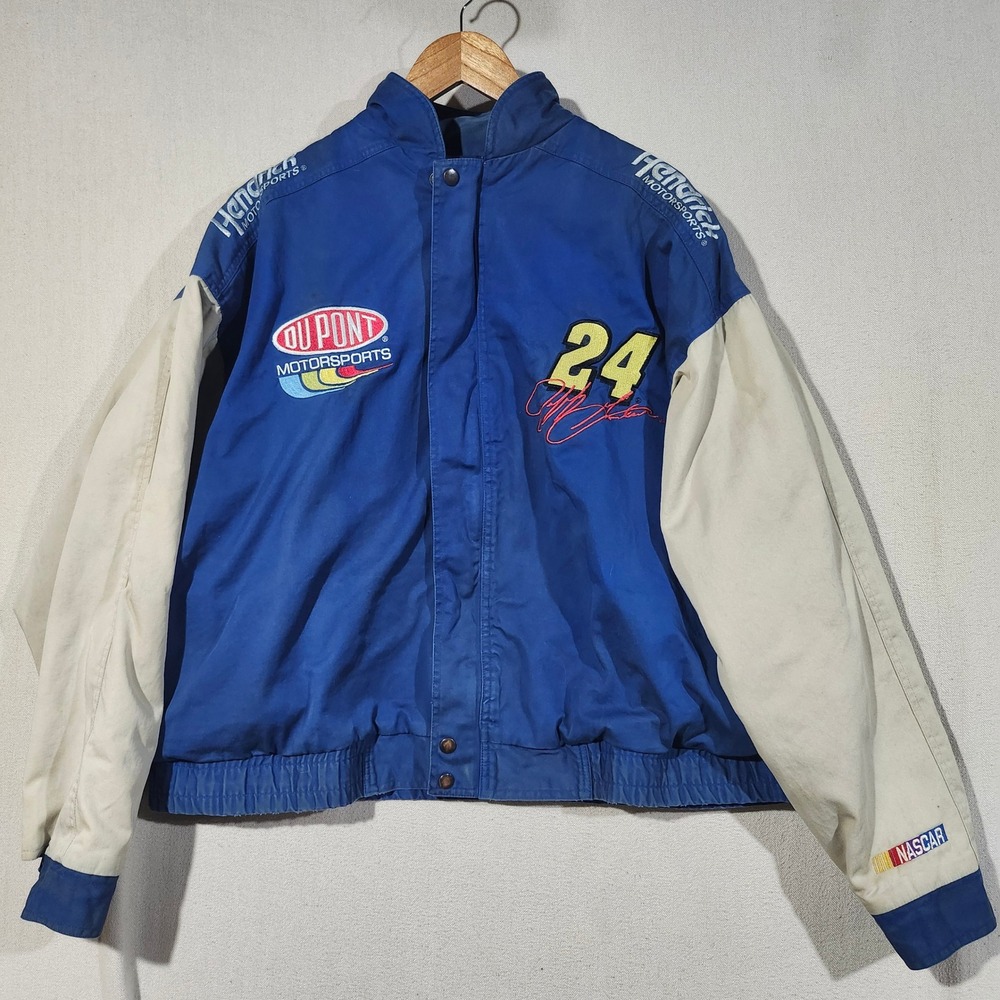 Vintage 90s Competitors View Jeff Gordon NASCAR DuPont Jacket Blue Cream Large